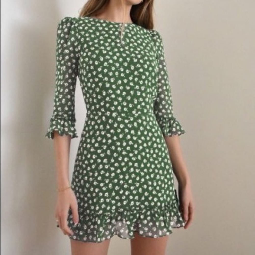 Reformation Doutzen Chive Mini Dress 2 NWT New